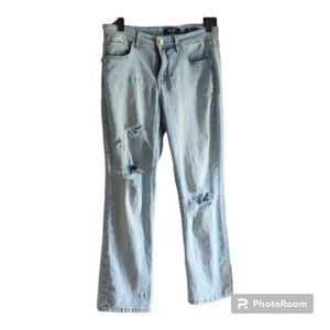 NINE WEST "Taylor" Straight Ankle Light Wash Distressed Jeans 6